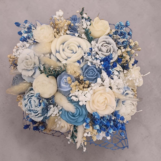 Blue Harmony Wax Flower Bouquet