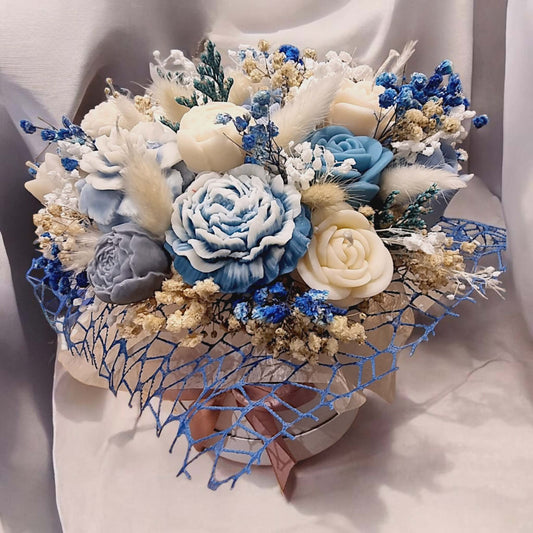 Blue Harmony Wax Flower Bouquet