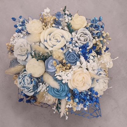 Blue Harmony Wax Flower Bouquet