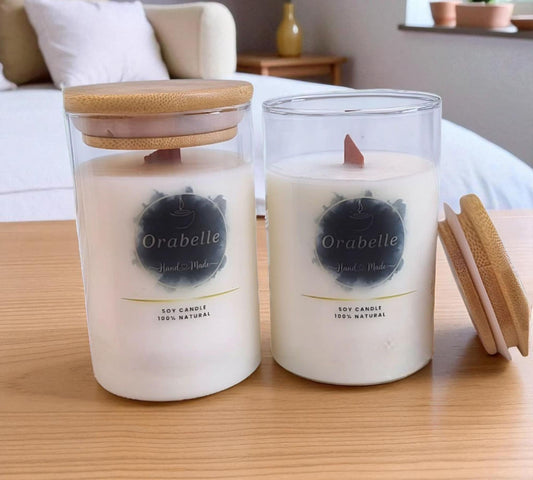 Κερί Σόγιας σε Γυάλινο Δοχείο με Ξύλινο Καπάκι – Γλυκά & Κρεμώδη Αρώματα 210g