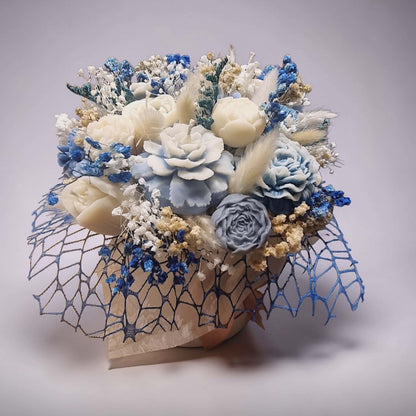 Blue Harmony Wax Flower Bouquet