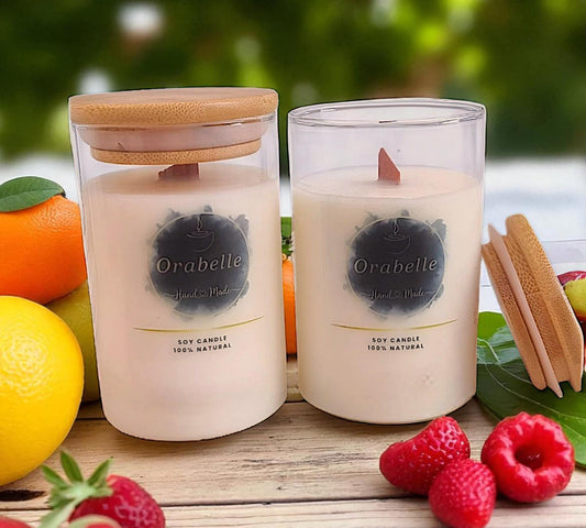 Κερί Σόγιας σε Γυάλινο Δοχείο με Ξύλινο Καπάκι – Αρώματα Φρουτένιας Φρεσκάδας 210g