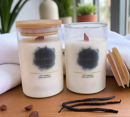 Κερί Σόγιας σε Γυάλινο Δοχείο με Ξύλινο Καπάκι – Ξυλώδη & Γήινα Αρώματα 210g