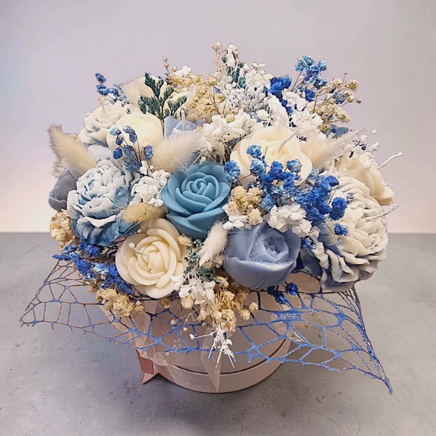Blue Harmony Wax Flower Bouquet